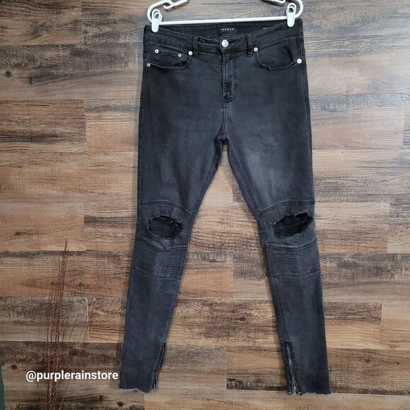 PacSun Jeans 32x32 Measures 34x33 Stacked Skinny Moto Active Stretch Zip Leg